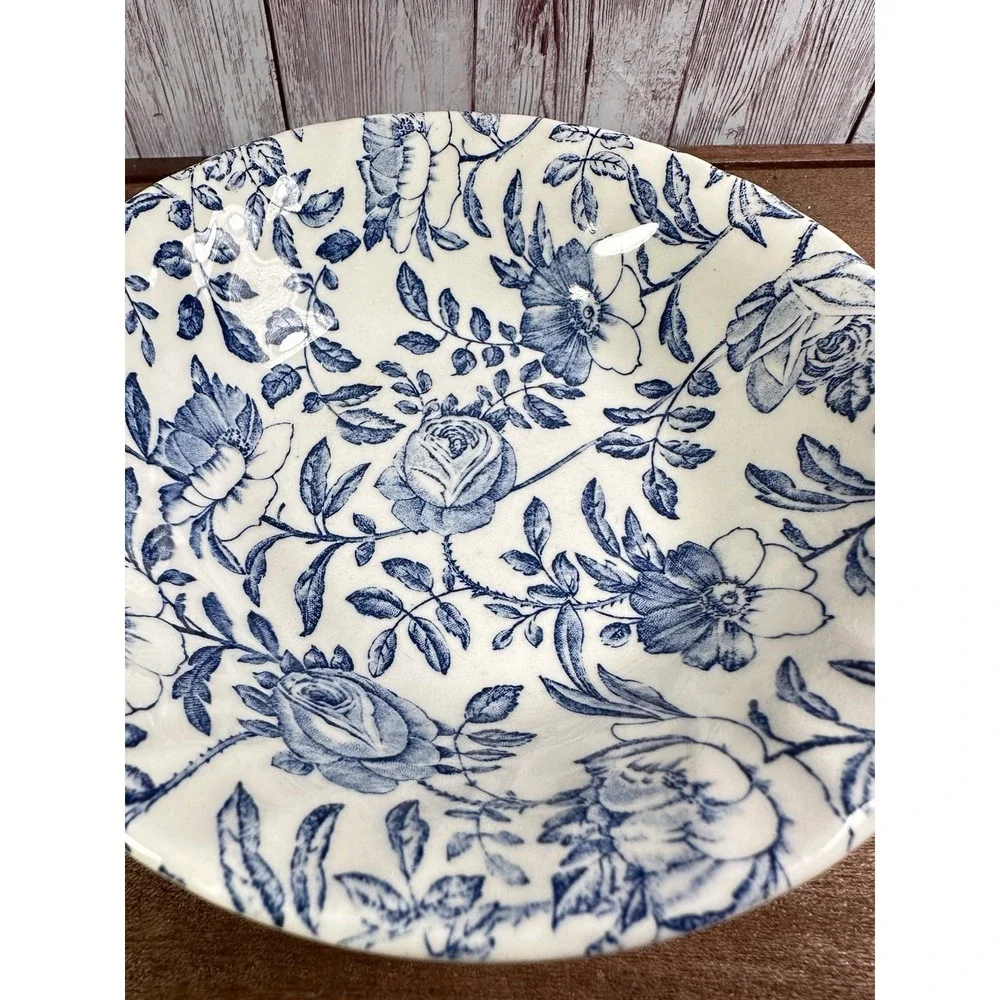 Churchill  Blue Chintz Rose  Peony Bowl Salad Soup Scalloped 6 1/2